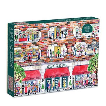 portada Galison Michael Storrings a day at the Bookstore 1000 Piece Puzzle From Galison - Beautifully Illustrated Jigsaw Puzzle of a Local Bookstore, 27" x 20" fun & Challenging, Unique Gift Idea