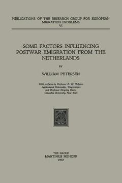 portada Some Factors Influencing Postwar Emigration from the Netherlands (in English)