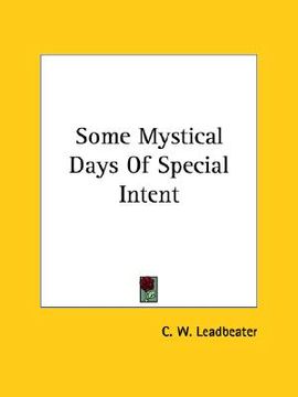 portada some mystical days of special intent (en Inglés)