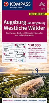 portada Kompass Fahrradkarte 3347 Augsburg und Umgebung, Westliche Wälder 1: 70. 000 (en Alemán)