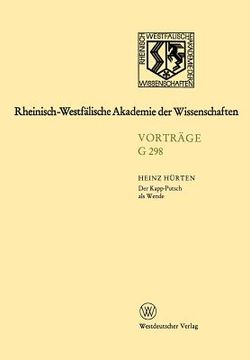 portada Der Kapp-Putsch ALS Wende: Über Rahmenbedingungen Der Weimarer Republik Seit Dem Frühjahr 1920 (in German)