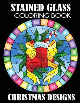 portada Stained Glass Coloring Book: Christmas Designs (en Inglés)