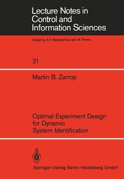 portada optimal experiment design for dynamic system identification (en Inglés)