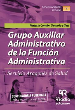 portada Grupo Auxiliar Administrativo de la Función Administrativa del SALUD. Materia Común. Temario y Test. (in Spanish)