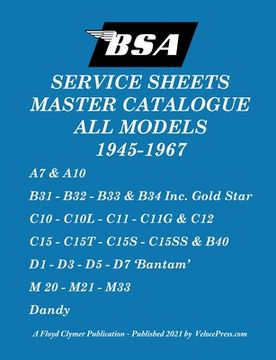 portada BSA 'Service Sheets' Master Catalogue for All Models 1945 to 1967 (en Inglés)