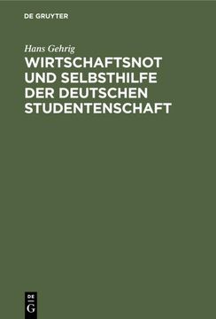 portada Wirtschaftsnot und Selbsthilfe der Deutschen Studentenschaft (in German)