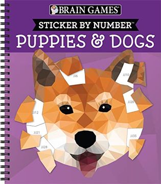 portada Brain Games - Sticker by Number: Puppies & Dogs - 2 Books in 1 (42 Images to Sticker) 