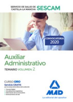 portada Auxiliar Administrativo del Servicio de Salud de Castilla-La Mancha (Sescam). Temario Volumen 2