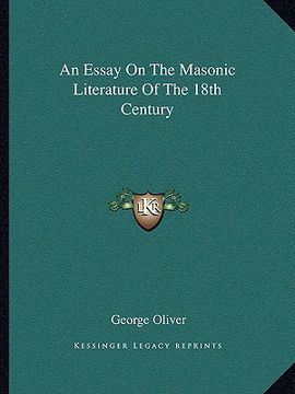 portada an essay on the masonic literature of the 18th century (en Inglés)