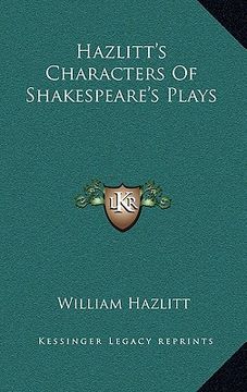portada hazlitt's characters of shakespeare's plays (en Inglés)