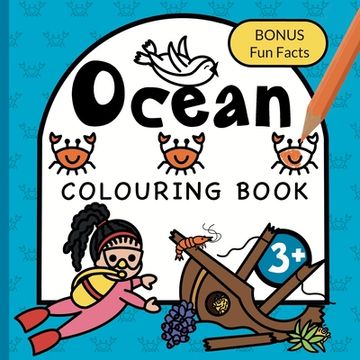 portada Colouring Book Ocean For Children: Whales, Sharks, Turtles and Sunken ships for boys & girls to colour Ages 3+ (en Inglés)