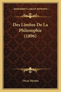 portada Des Limites De La Philosophie (1896) (en Francés)