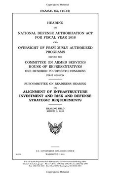 portada Hearing on National Defense Authorization Act for Fiscal Year 2016 and oversight of previously authorized programs before the Committee on Armed ... first session : Subcommittee on Readiness