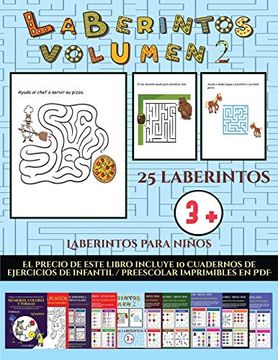 portada Laberintos Para Niños (Laberintos - Volumen 2): 25 Fichas Imprimibles con Laberintos a Todo Color Para Niños de Preescolar (in Spanish)