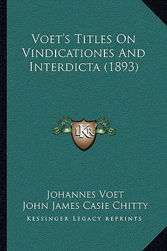 portada voet's titles on vindicationes and interdicta (1893) (en Inglés)