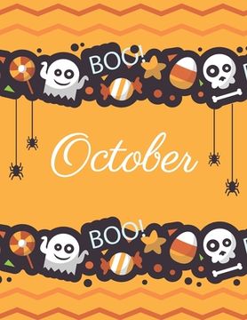 portada October: Boo boo Halloween orange cover and dotted pages, Extra large (8.5 x 11) inches, 110 pages, White paper (in English)