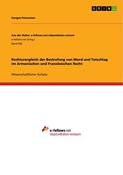 portada Rechtsvergleich der Bestrafung von Mord und Totschlag im Armenischen und Franzsischen Recht (en Alemán)