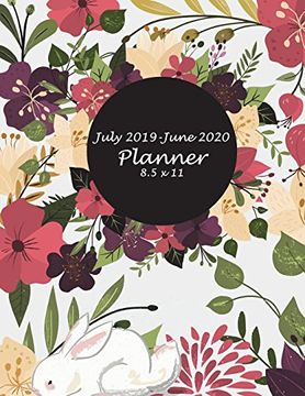 portada July 2019-June 2020 Planner 8. 5 x 11: Beautiful Floral White Cover, Calendar Book July 2019-June 2020 Weekly 