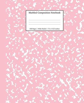 portada Marbled Composition Notebook: Pink Marble Wide Ruled Paper Subject Book (en Inglés)