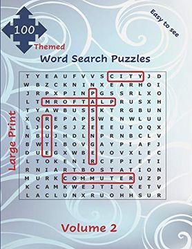 portada 100 Themed Large Print Word Search Puzzles: Easy to see Seek and Find for all Ages With Solutions Volume 2 big Font Jumbo Brain Games Gift (en Inglés)