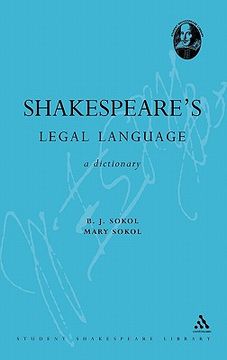 portada shakespeare's legal language (en Inglés)
