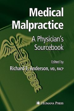 portada medical malpractice: a physician's sourc (en Inglés)