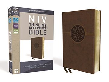 portada Holy Bible: New International Version, Thinline Reference Bible, Brown, Imitation Leather, red Letter Edition, Comfort Print (en Inglés)