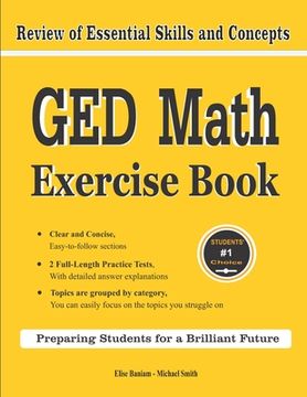portada GED Math Exercise Book: Review of Essential Skills and Concepts with 2 GED Math Practice Tests (en Inglés)