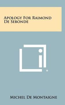 portada apology for raimond de sebonde (in English)