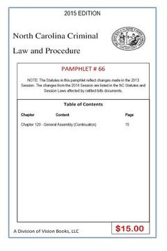 portada North Carolina Criminal Law and Procedure-Pamphlet 66 (en Inglés)