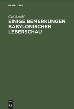 portada Einige Bemerkungen Babylonischen Leberschau (in German)