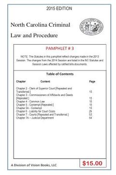 portada North Carolina Criminal Law And Procedure-Pamphlet # 3 (en Inglés)