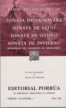 portada Sonata de Primavera, Sonata de Estio, Sonata de Otoño, Sonata de Invierno, Memorias del Marques. (in Spanish)