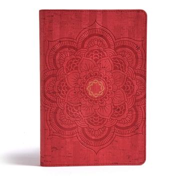 portada CSB Essential Teen Study Bible, Red Flower Cork Leathertouch (en Inglés)