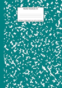 portada Marble Notebook A4: Teal Marble College Ruled Journal (in English)