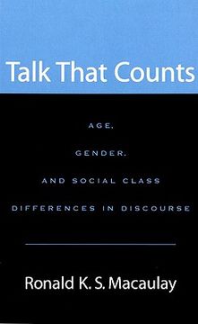 portada talk that counts: age, gender, and social class differences in discourse (en Inglés)