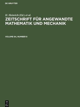 portada Zeitschrift für Angewandte Mathematik und Mechanik. Volume 64, Number 8 (in German)