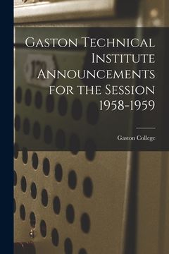 portada Gaston Technical Institute Announcements for the Session 1958-1959 (en Inglés)