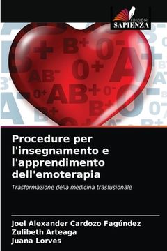 portada Procedure per l'insegnamento e l'apprendimento dell'emoterapia (en Italiano)