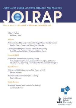 portada Journal of Online Learning Research and Practice: Volume 8, Number 2, 2021/2022
