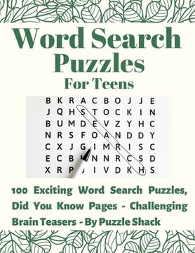 portada Word Search Puzzles for Teens: 100 Exciting Word Search Puzzles, Did You Know? (Interesting Facts) Pages - Challenging Brain Teasers