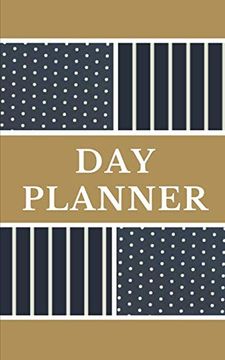 portada Day Planner - Planning my day - Gold Black Polka dot Strips Cover (en Inglés)