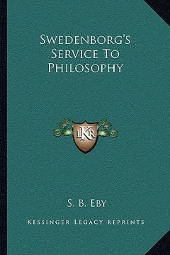 portada swedenborg's service to philosophy