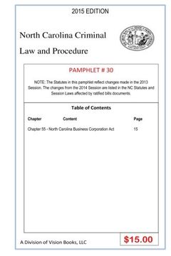 portada North Carolina Criminal Law and Procedure-Pamphlet 30