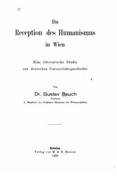 portada Die Reception des Humanismus in Wien eine litterarische Studie zur deutschen Universitätsgeschichte (German Edition)