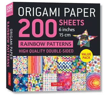 portada Origami Paper 200 Sheets Rainbow Patterns 6" (15 cm) (in English)