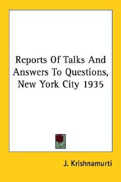 portada reports of talks and answers to questions, new york city 1935 (in English)