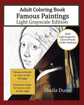 portada Famous Paintings Adult Coloring Book: Light Grayscale Edition (in English)