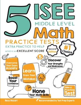 portada 5 ISEE Middle Level Math Practice Tests: Extra Practice to Help Achieve an Excellent Score (in English)
