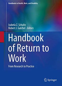 portada Handbook of Return to Work: From Research to Practice (Handbooks in Health, Work, and Disability, 1) (en Inglés)